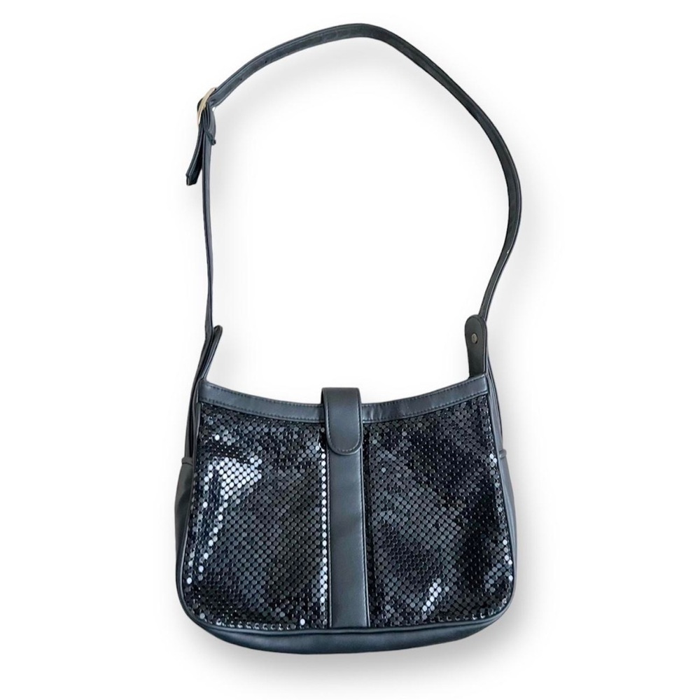 Black sequin mesh Whiting & Davis shoulder bag